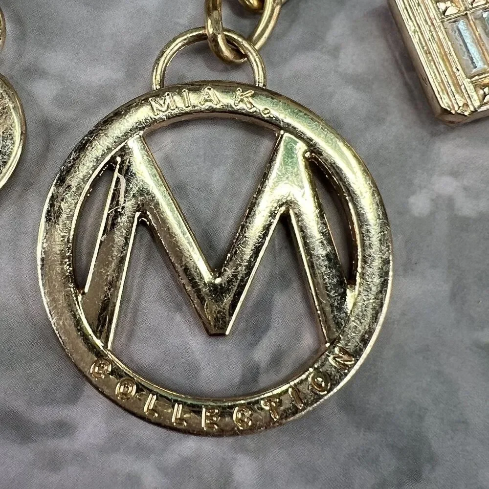 Michael Kors MK Gold Tone Charm Keychain Pave Heart Padlock Purse Charm